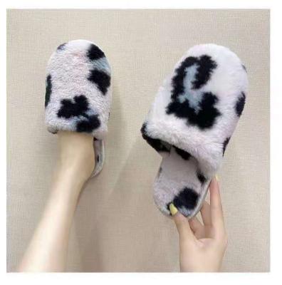 China Autumn/winter warmth home cow pattern Baotou fur non-slip slippers cotton shoes women indoor women's fashion trend cotton slippers for sale