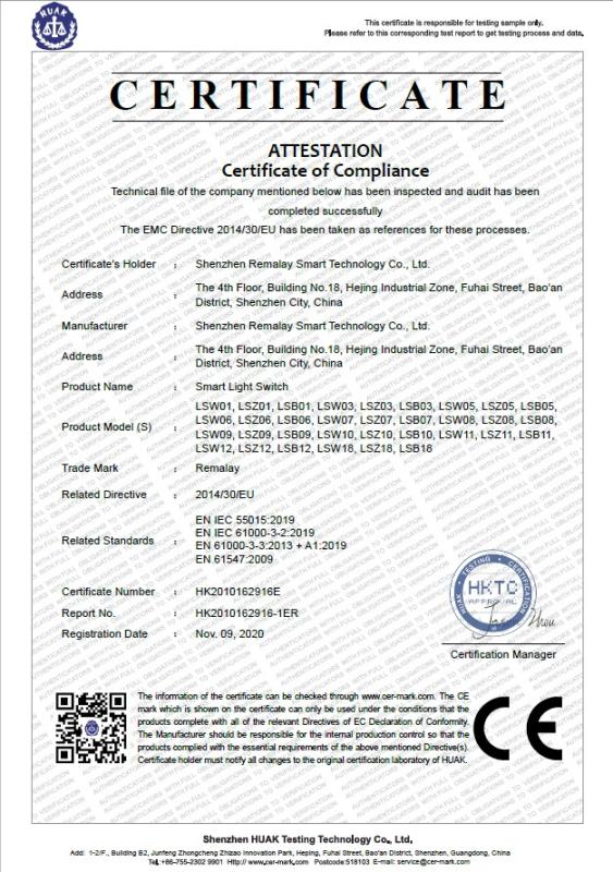 CE - Shenzhen Remalay Smart Technology Co., Ltd.