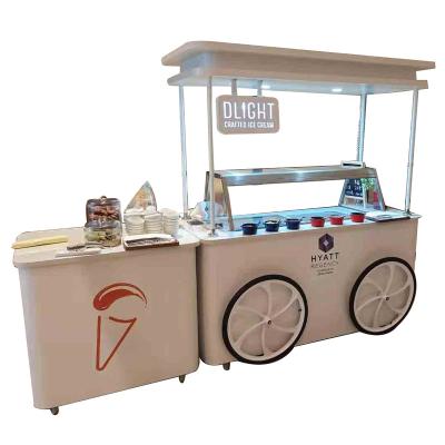 China Single-temperature supermarket popsicle gelato ice cream display showcase snack machines freezer mobile hand push ice cream cart for sale