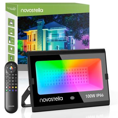 China Easy Installation Novostella 100w Upgraded RGB IR Flood Light Remote Control Waterproof Flood Light 8 Colors Changing and 4 Modes for sale