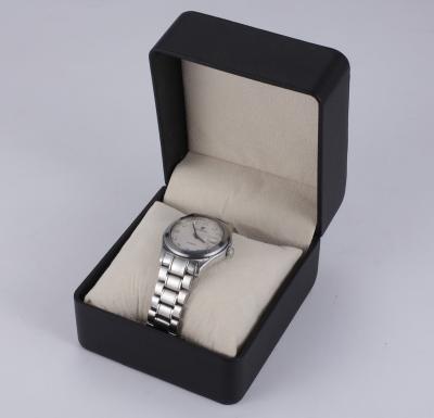 China Simple Hinge Modern Luxury Leather Velvet Watch Box Gift Packaging for sale