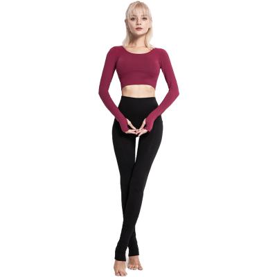 China Customized Long Sleeves Yoga Tank Tops Fitness Yoga Tops Crop Top Breathable Spandex Seamless Women's Yoga Tops for sale