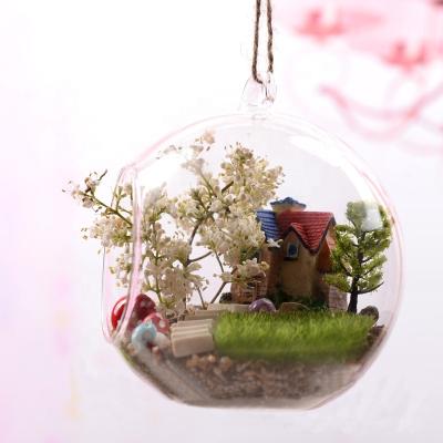 China Clear 12CM Vase Hanging Moss Glass Succulent Vase Micro Minimalist Glass Ball Landscape Bottle Vase 10CM for sale