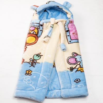 China Hot Selling High Quality Cute Animals Anti-Static Super Soft Raschel Wraps Hooded Baby Blanket for sale