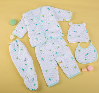 China Wholesale Antibacterial 5PC Set Cotton Super Warm Winter Value Pajamas Baby Suit Infant Baby Clothes Set for sale