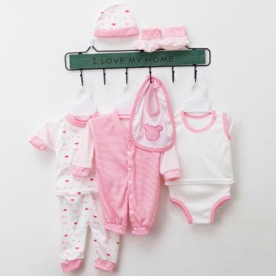 China 8PCS Antibacterial Set Cheap Price High Quality Cute Print Pajamas Suit Infant Baby Romper Set Baby Clothes Set for sale