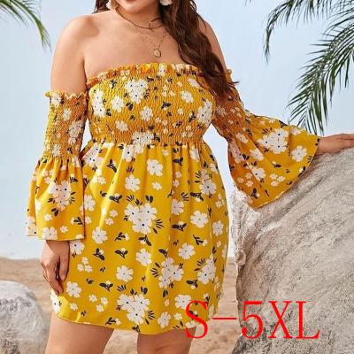 China 2022 Autumn New Style Women Floral Print Viable Fashion Long Dress Mini Dress Ladies Casual Sleeve for sale