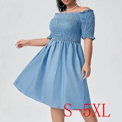 China New Design Viable Elegant Plain Casual Woman Classy OEM Corset Dress Plus Size Women Dresses One Line Summer for sale