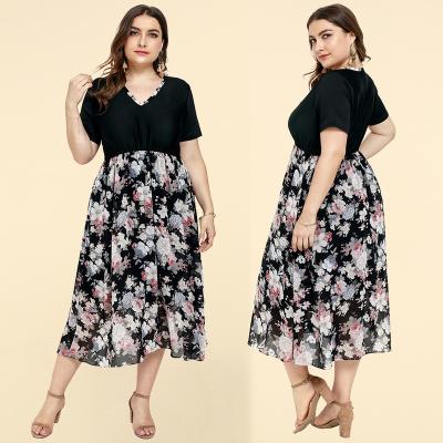 China Wholesale viable elegant sexy plus size women's fall clothes ladies dresses women clothing plus size vestidos floral casual outfits for sale