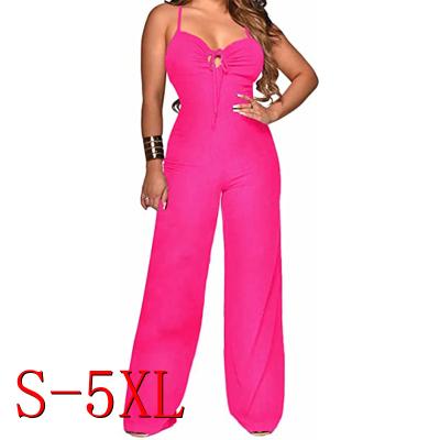 China OEM Women Spaghetti Strap Wide Leg Black Pink Ladies Casual Overalls QUICK DRY Wholesale Custom Overalls for sale