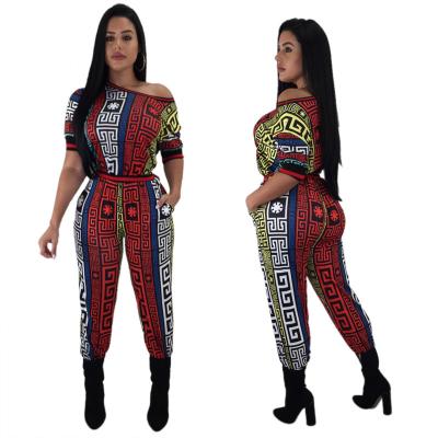 China Autumn Winter New Letter Pattern 2022 QUICK DRY Printed Long Shoulder Sleeve Overalls For Women Hip Fashion Bodycon Lifting Overalls for sale