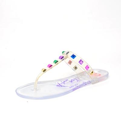 China Flat 2021 Newest Design Popular China Soft Customize Girls Summer Glitter Clear Plastic Flat Kids PVC Diamond Jelly Shoes Wholesale for sale