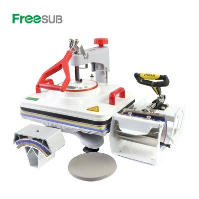 China Garment Shops Freesub 5in1 Combo Heat Press Machine T-shirt Heat Press Machine For T-shirt Hat Cap Mugs for sale