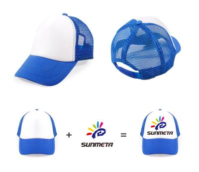 China Sunmeta JOINT Fashion Advertising Custom Sports 5 Panel Hats , Sublimation Truckers Mesh Cap Hat For Adult Or Kids for sale