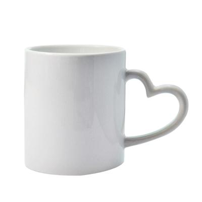 China Sunmeta 11oz Heart Handle Viable Mug Sublimation Empty White Mugs For Sublimation for sale