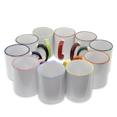 China Viable hot sale rim handle color mugs sublimation mugs 11oz sublimation blanks mug for sublimation for sale