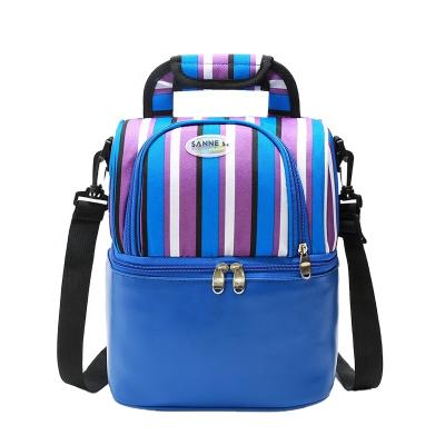 China Waterproof Oxford Picnic Double Decker Bus Cooler Bag Aluminum Cloth Striped Thermal Ice Pack Lunch Bag for sale