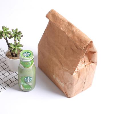 China Eco Friendly Waterproof Insulated Picnic Bag Recycled Reusable Insulated Kraft Paper Lunch Bag for sale