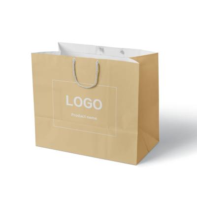 China Recycled Free Materials China Manufacturer Recyle Design Cardboard Kraft Paper Bag For Dessert Take Away Packaging Bags for sale