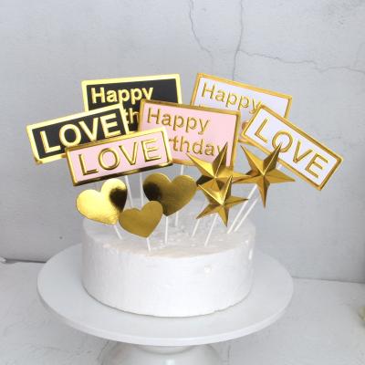 China Heart Shaped Recyled Star Love Crown Cake Topper Happy Birthday Cake Topper Kids Favors Party Supplies Home Decoration for sale