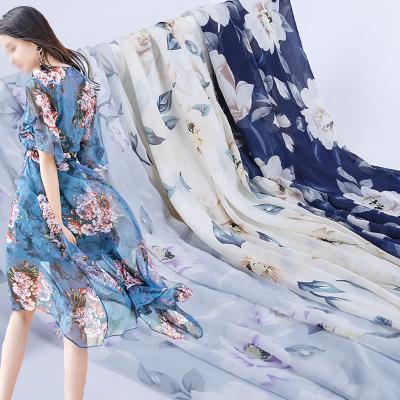 China China supplier digital flower design printed chiffon fabric for elegant dress for sale