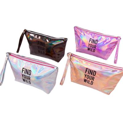 China Outdoor Lightweight PVC Eco-friendly Zipper Cosmetic Case Women Makeup Bags Laser Hologram Toiletry Bag Pouch Hologram Toiletry Bag Pouch for sale