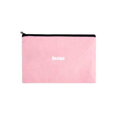 China Eco-friendly Custom Design Logo Makeup Bag Printed Simple Zipper Makeup Bags Travel Toiletry Pencil Case Gift Organizer Cosmetic Brush Bag for sale