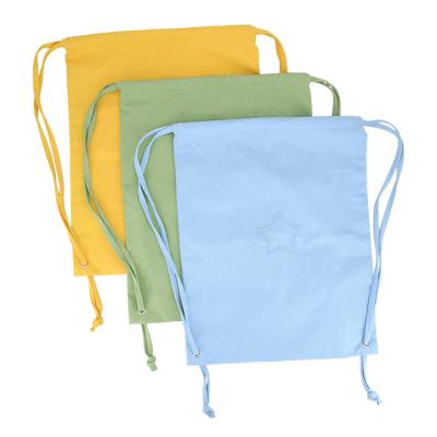 China Rope handle 49*39cm cotton large capacity drawstring bag, adjustable strap, multi-color sturdy book storage bag with logo for sale