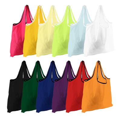 China Wholesale Cheap Heavy Duty Expandable Polyester Folding Grocery Bag Eco-friendly Tote Bag Reusable 190T for sale