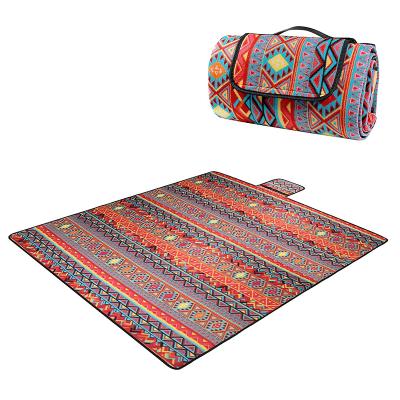 China Waterproof Lightweight Durable Custom Design Waterproof Foldable Outdoor Camping Picnic Mat Beach Blanket Polyester Bohemian Cotton Style for sale