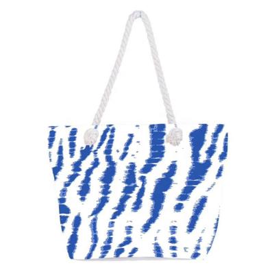 China Eco-Friendly Fashion Printing Women Handbags With Cotton Rope Handle Burlap Tote Beach Bag for sale