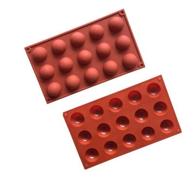 China Wholesale Viable 15 Holes Food Grade DIY New Design Half Round Small Chocolate Mold Candy Mold Tool Silicone Baking Mold for sale