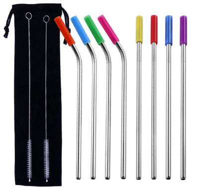 China Wholesale 215mm Sustainable Easy To Clean Reusable Stainless Steel Straw With Silicone Cover Mouth Protector for sale