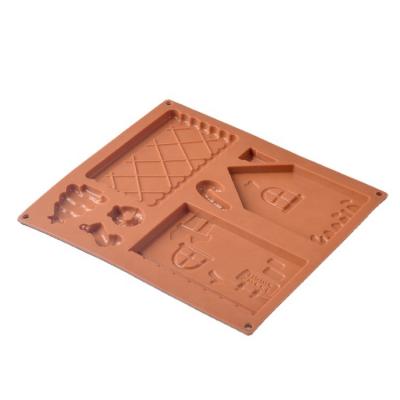 China Wholesale Disposable Food Grade DIY Christmas Silicone Cake Mold Chocolate Mold Christmas House Chocolate for sale