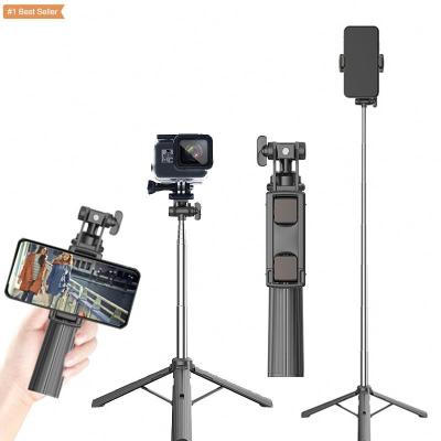 China Photography 80cm Long Stainless Steel Tripod Adjustable Portable Wireless Smartphone Bluetooth Selfie Sticks Mobile Stand Tripod for sale