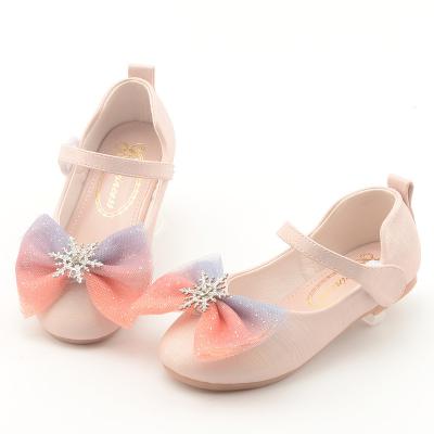 China Breathable Princess Sofia Shoes Bowknot Snowflake Sequins Princess Shoes Fashion New Pretty Princess PU Leather Kids Shoe for sale