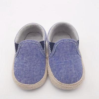 China MOQ Small Round Soft Sole Infant Canvas Casual Slip On Baby Foot Size By Year 0-1 Year 3-12 Months Baby Boy Toddler Denim Cowboy Shoes for sale