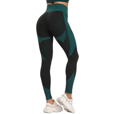 China Women Gym Yoga Wear Antibacterial Clothing Sports High Waist Leggings Workout Tummy Control Yoga Pants for sale