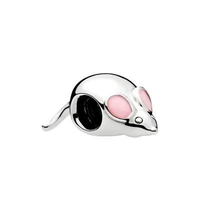 China 2018 BOHEMIA China factory 925 Sterling Silver Cute Mouse Charm pink enamel charms bead silver bracelet charms for sale