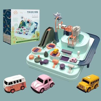 China Eco-Friendly Rookie Material Kids Benefit Male Brain Intelligence Trill Girl Small Train Adventure Car Toys Rail Train Set Track Slot Toys for sale