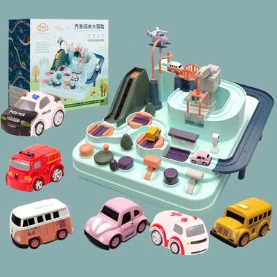 China Eco-friendly Material Manual Assembling Playsets Current Children Hazard Car Toys Rail Car Train Set Track Toy For Kids Slot Toys for sale