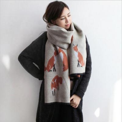 China Luxury brand new autumn winter cashmere cashmere scarf Fox double letter scarf double-sided thick shawl pashmina for sale