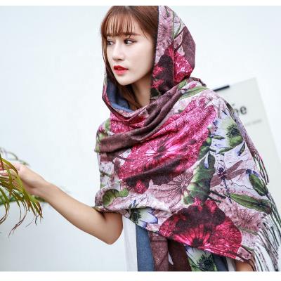 China Wholesale Custom Printed Cashmere Scarf 70*200cm Daily Life 2021 Winter New Thick Cashmere Tassel Scarf Manufacturers Oil Painting Scarf for sale