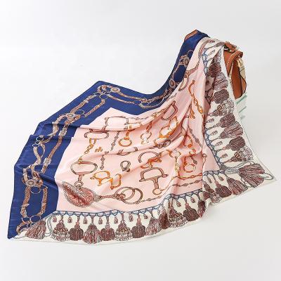 China Square Silk Scarf Print Custom Designs Digital Printing Women OEM 90*90cm Tudung Silk Scarves Adjust 36 Colors for sale