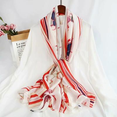 China Wholesale Popular/Fashion Brand Custom Design Digital Printing Famous Brand Scarf 2020 New Stretching Silk Scarf for sale