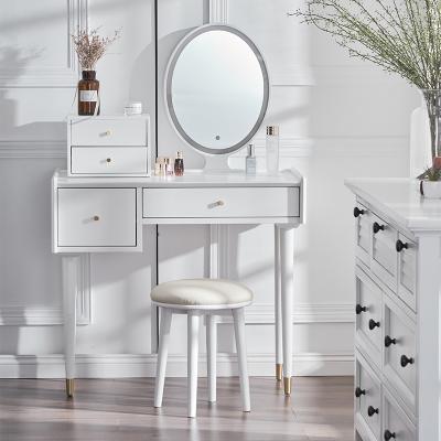 China Modern simple wooden bedroom high quality durable all solid wood dressing table with mirrors for sale