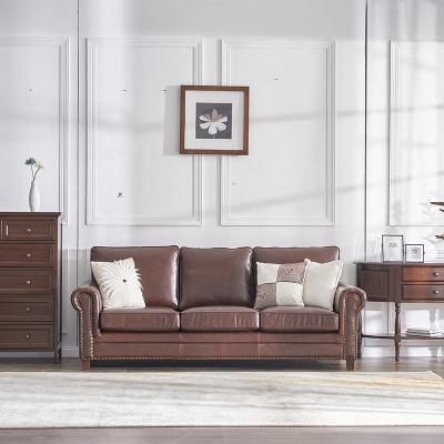 China Modern Solid Wood Leather Sectional Sofa 3 Seater Sofa Set New Design Leather Frame Living Room Furniture for sale