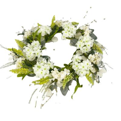 China 30cm Jasmine de verano Falsa corona de flores artificial Puerta colgante en venta