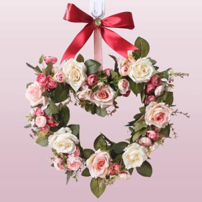 China Rose Gypsophila Heart Falsa corona de flores 35x55cm en venta