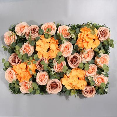 China Prosper Artificial Flower Wall Backdrop Fake Floral Wall Champagne rose for sale